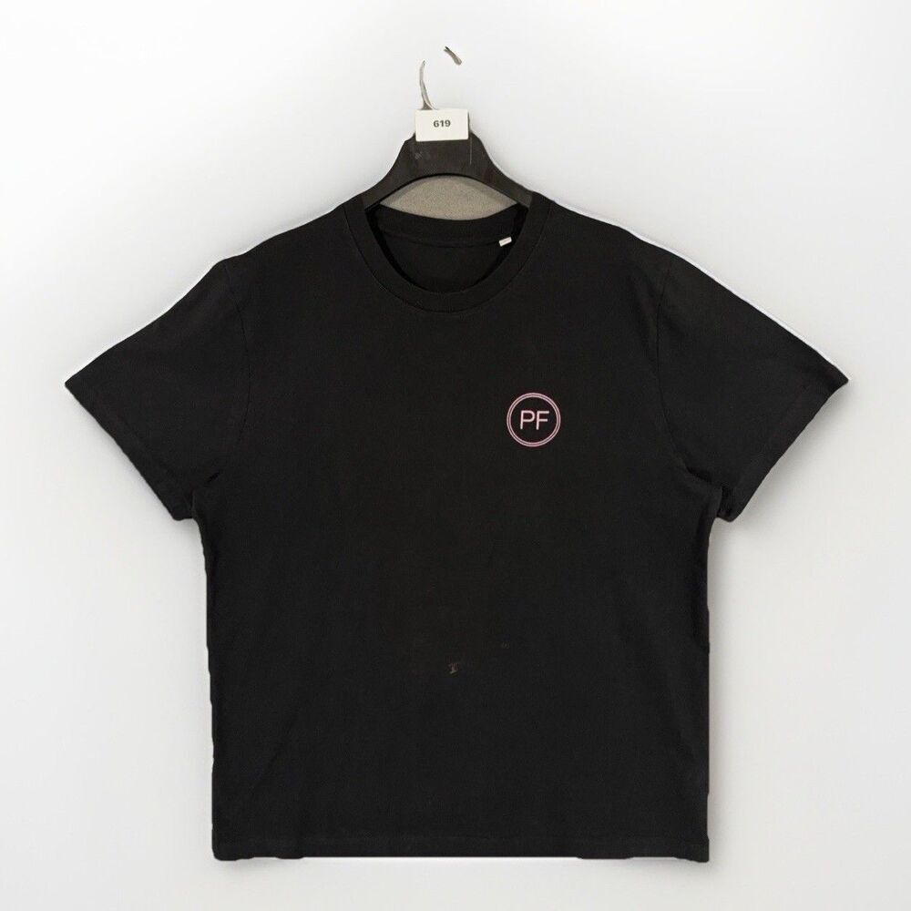 Stanley/Stella Graphic T-Shirt PF Pink Logo Back Print Organic Cotton XL Black
